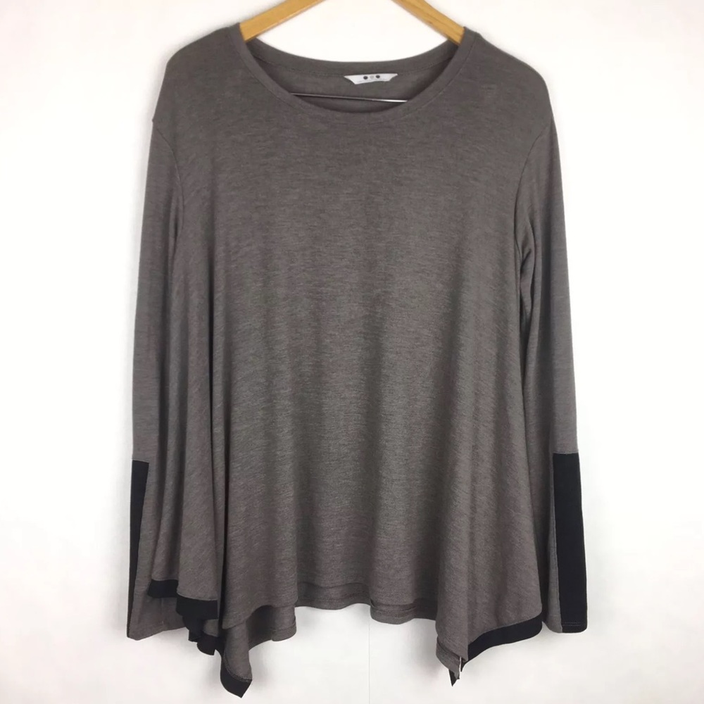 Three Dots Jersey Handkerchief Hem Top Shirt M
